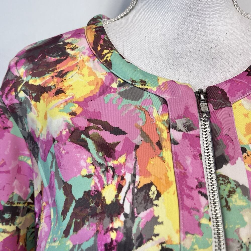 INC International Concepts Blazer sz Extra Large Pink Green Floral Scuba Stretch - Picture 3 of 8